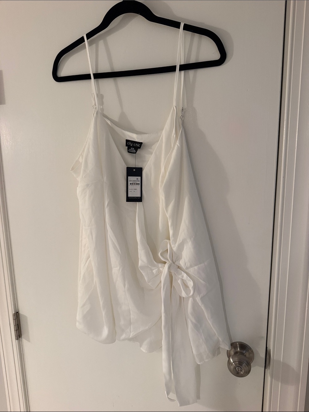 City Chic White Wrap Tie Cami with Spaghetti Straps